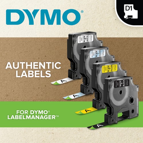 Labeltape Dymo LabelManager D1 polyester 12mm wit op zwart-2
