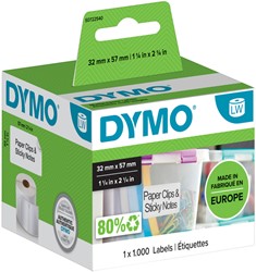 Etiket Dymo 11354 labelwriter 32x57mm verwijderbaar 1000stuks
