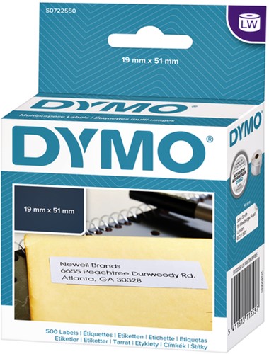 Etiket Dymo labelwriter 11355 19mmx51mm verwijderbaar rol à 500 stuks-4