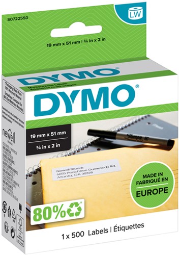 Etiket Dymo LabelWriter multifunctioneel 19x51mm 1 rol á 500 stuks wit-2