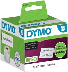 Etiket Dymo labelwriter 11356 41mmx89mm badge verwijderbaar rol à 300 stuks