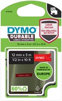 Labeltape Dymo D1 1978366 12mmx3m polyester wit op rood