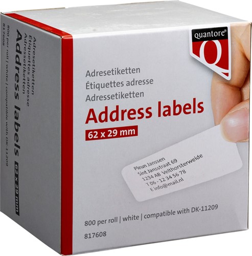 Labeletiket Quantore DK-11209 29x62mm adres wit 800 stuks-3