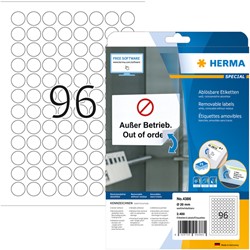 Etiket HERMA 4386 20mm verwijderbaar wit 2400 etiketten
