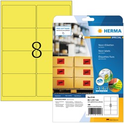 Etiket HERMA 5144 99.1x67.7mm neongeel 160stuks