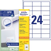 Etiket Avery Zweckform 3658 64.6x33.8mm wit 4800stuks-2