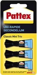 Secondelijm Pattex Classic mini trio tube 3x1gram op blister