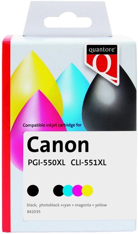 Inktcartridge Quantore alternatief tbv Canon PGI-550XL CLI-551XL zwart + 4 kleuren