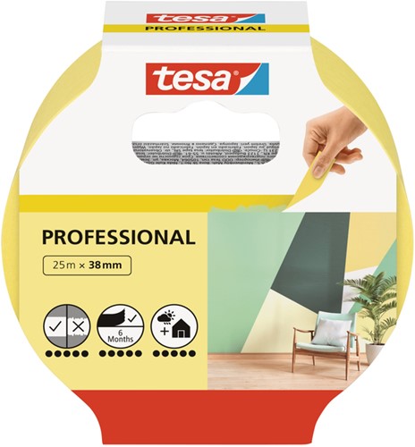 Afplaktape tesa®  Professional 25mx38mm geel