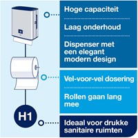 Handdoekdispenser Tork H1 Image Line Matic zilver 460001-2