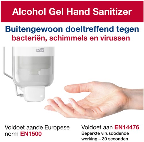 Alcoholgel Tork S1 voor handdesinfectie ongeparfumeerd 1000ml 420103-3
