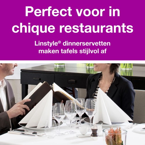 Dinerservet Tork Linstyle Premium 1/8 vouw 1-laags 390x390mm 50 vel wit 478145-2