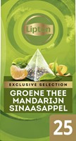 Thee Lipton Exclusive groene thee mandarijn sinaasappel 25 pramidezakjesx2gr