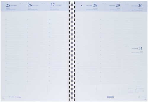 Agendavulling 2026 Brepols Timing 7dagen/2pagina's spiraal wit