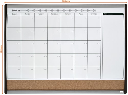 Whiteboard Nobo magnetische planner met prikbord van kurk 58,5x43cm-3