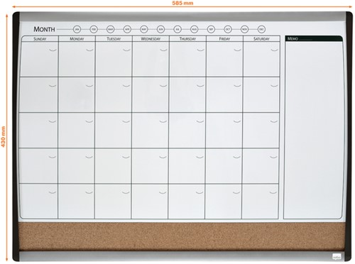 Whiteboard Nobo magnetische planner met prikbord van kurk 585x430mm-3