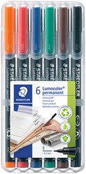 Viltstift Staedtler Lumocolor 313 permanent S set à 6 stuks assorti