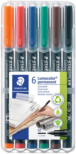 Viltstift Staedtler Lumocolor 317 permanent M set à 6 stuks