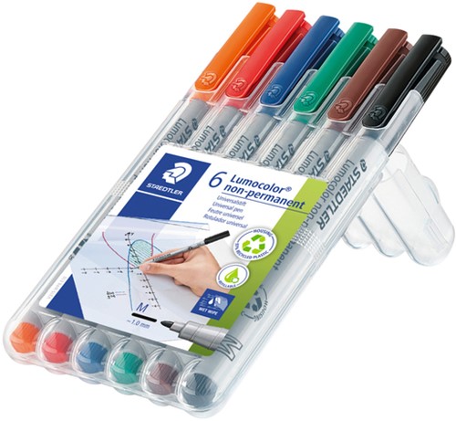 Viltstift Staedtler Lumocolor 315 non permanent M set à 6 stuks assorti-2