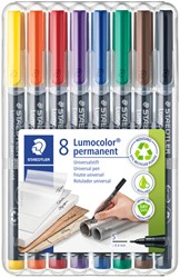 Viltstift Staedtler Lumocolor 313 permanent S set à 8 stuks assorti