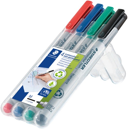 Viltstift Staedtler Lumocolor 315 non permanent M set à 4 stuks assorti-2