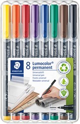 Viltstift Staedtler Lumocolor 318 permanent F set à 8 stuks assorti