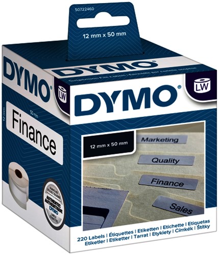Etiket Dymo LabelWriter naamkaart hangmap 12x50mm 1 rol á 220 stuks wit-1