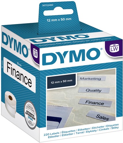 Etiket Dymo labelwriter 99017 12mmx50mm hangmapruiter rol à 220 stuks-2