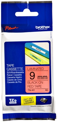 Labeltape Brother P-touch TZE-421 9mm zwart op rood-3