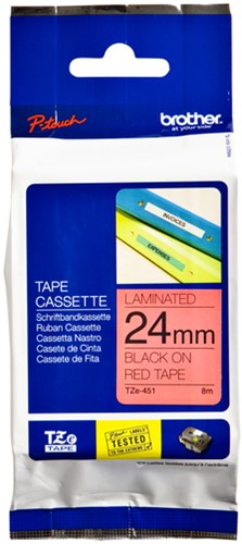 Labeltape Brother P-touch TZE-451 24mm zwart op rood-3