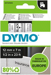 Labeltape Dymo 45010 D1 720500 12mmx7m zwart op transparant