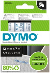 Labeltape Dymo 45011 D1 720510 12mmx7m blauw op transparant