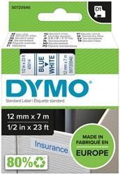 Labeltape Dymo D1 45014 720540 12mmx7m polyester blauw op wit