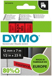 Labeltape Dymo 45017 D1 720570 12mmx7m zwart op rood