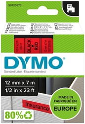 Labeltape Dymo LabelManager D1 polyester 12mm zwart op rood