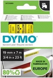 Labeltape Dymo D1 45808 720880 19mmx7m polyester zwart op geel