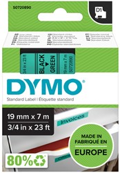 Labeltape Dymo D1 45809 720890 19mmx7m polyester zwart op groen