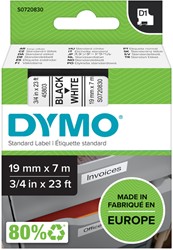 Labeltape Dymo LabelManager D1 polyester 19mm zwart op wit