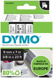 Labeltape Dymo 40910 D1 720670 9mmx7m zwart op transparant
