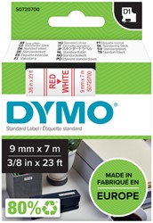 Labeltape Dymo 40915 D1 720700 9mmx7m rood op wit