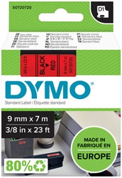 Labeltape Dymo LabelManager D1 polyester 9mm zwart op rood