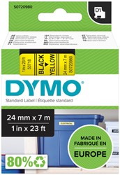 Labeltape Dymo LabelManager D1 polyester 24mm zwart op geel