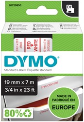 Labeltape Dymo 45805 D1 720850 19mmx7m rood op wit