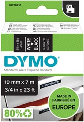 Labeltape Dymo D1 45811 720910 19mmx7m polyester wit op zwart