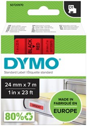 Labeltape Dymo D1 53717 720970 24mmx7m polyester zwart op rood