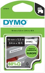 Labeltape Dymo 16956 D1 718070 19mmx5.5m poly zwart op wit