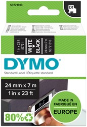 Labeltape Dymo D1 53721 721010 24mmx7m polyester wit op zwart