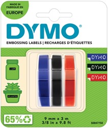 Labeltape Dymo rol 9mmx3M glossy vinyl assorti