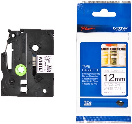 Labeltape Brother P-touch TZe-N231 ongelamineerd 12mm zwart op wit-3