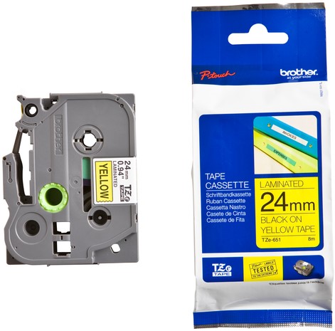 Labeltape Brother P-touch TZe-651 standaard 24mm zwart op geel-3